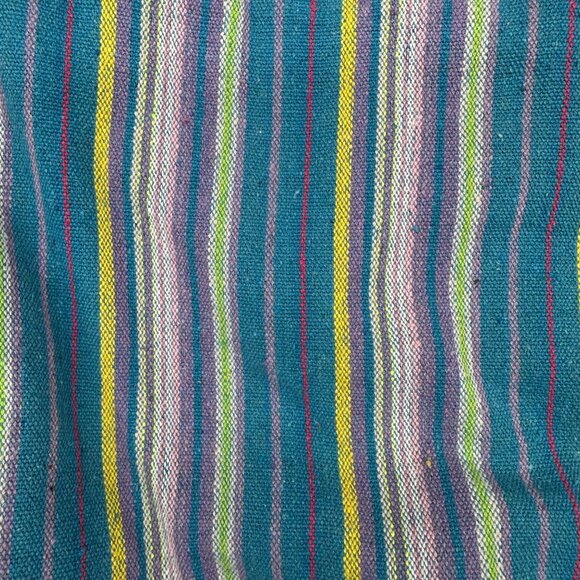 Striped Woven Canvas Tote Bag Zipper Handles Beach Bag Blue Purple Michael Stars - Picture 5 of 11